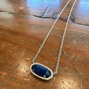 Kendra Scott Elisa navy cobalt cats eye stone kellie necklace with gold hardware